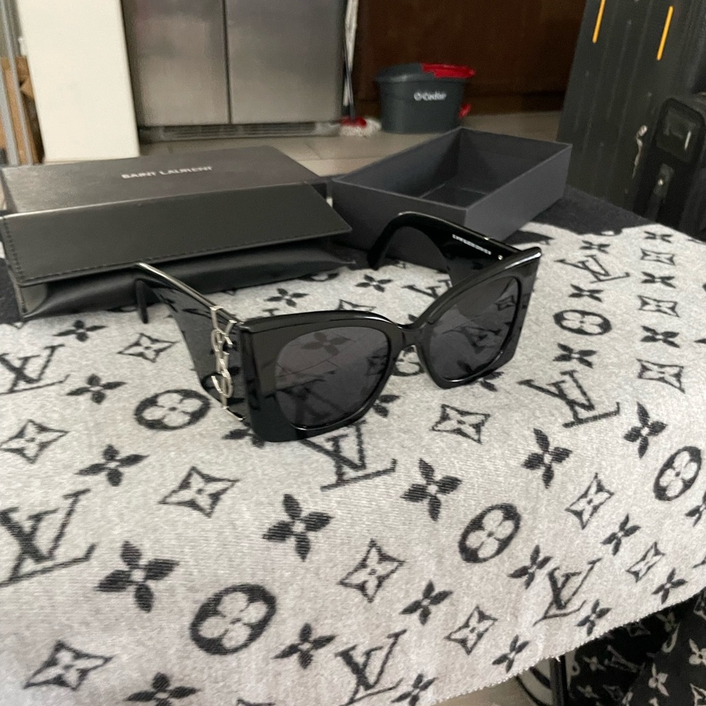 Saint Laurent Dark Sunglasses with Silver Accents - Picture 3 of 8